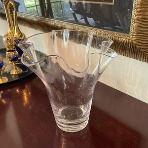 Clear Glass Hand Blown Handkerchief Vase